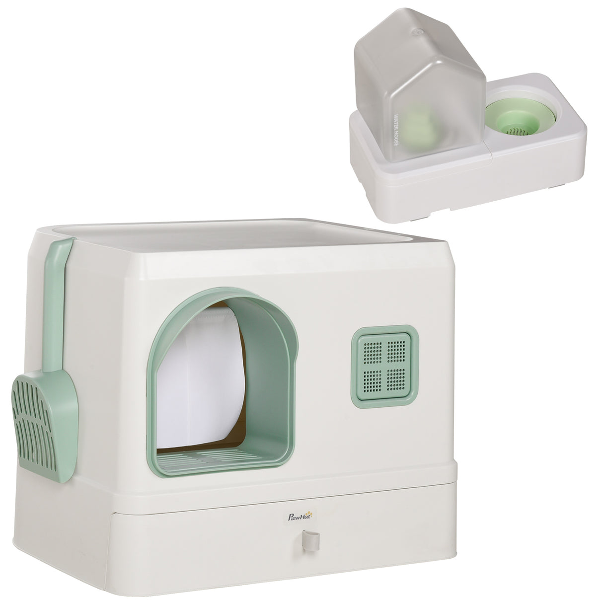 Easycomfort Katten en Fontanella Hoes, Vat en Palet 50x40x40cm, Groen en Wit