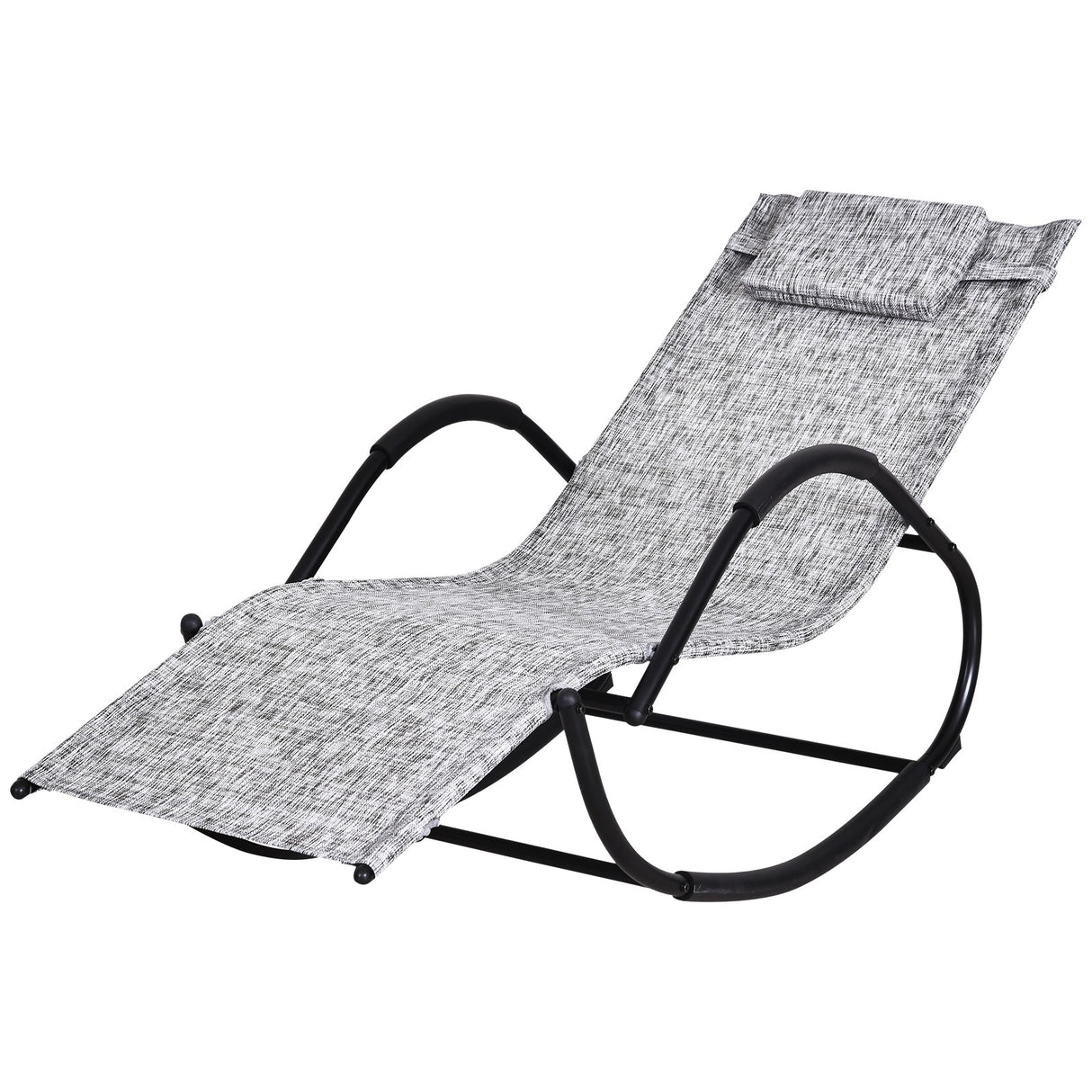 EASYCOMFORT Zero-gravity tuinschommelstoel, waterdicht, buitenschommelstoel met hoofdsteun, grijs 160x61x79 cm