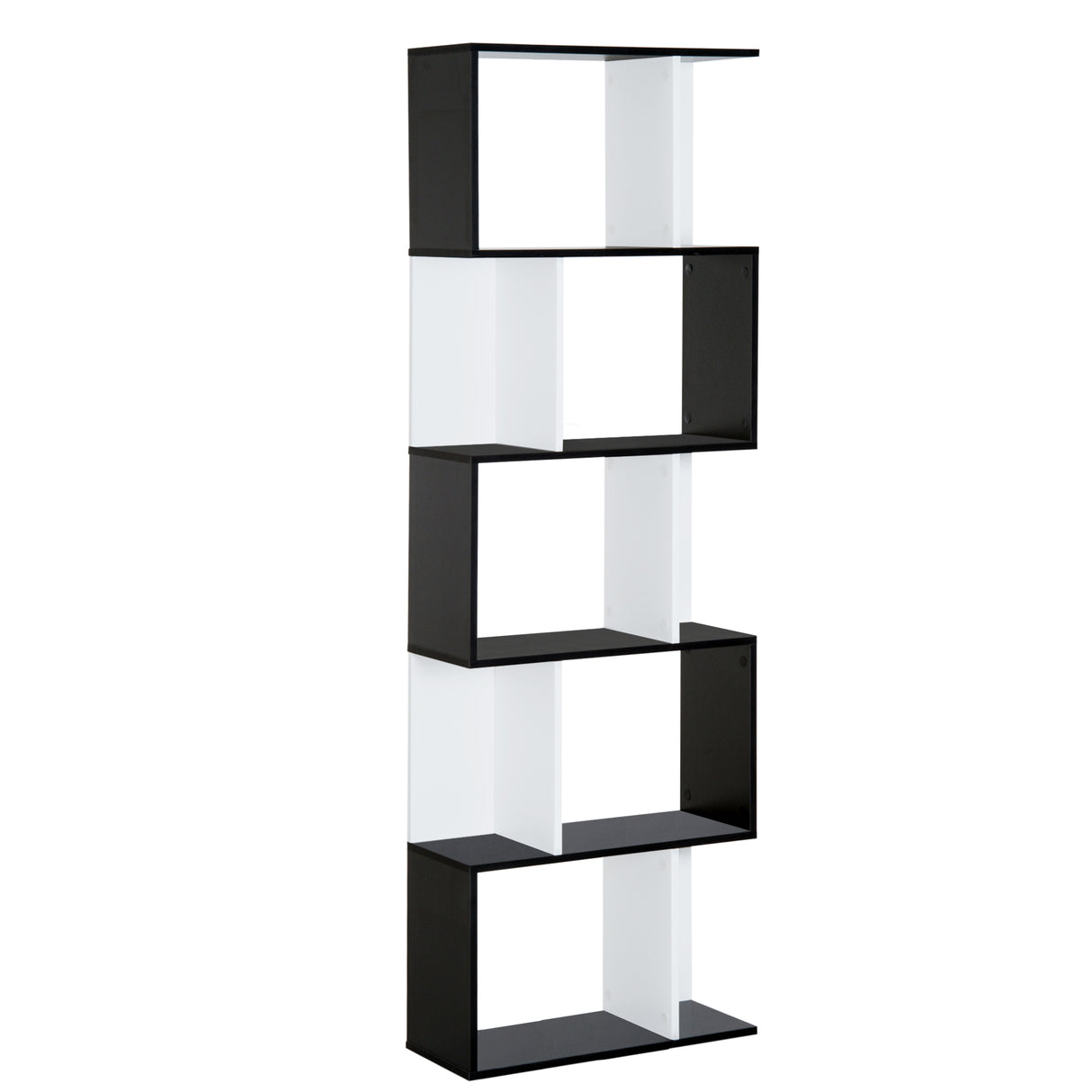 Easycomfort Moderne Bibliotheken 5 Praktische Rips Uitstekende afwerking, blij oppervlak en vochtgetest in zwart gebogen hout 60×24×184,5 cm