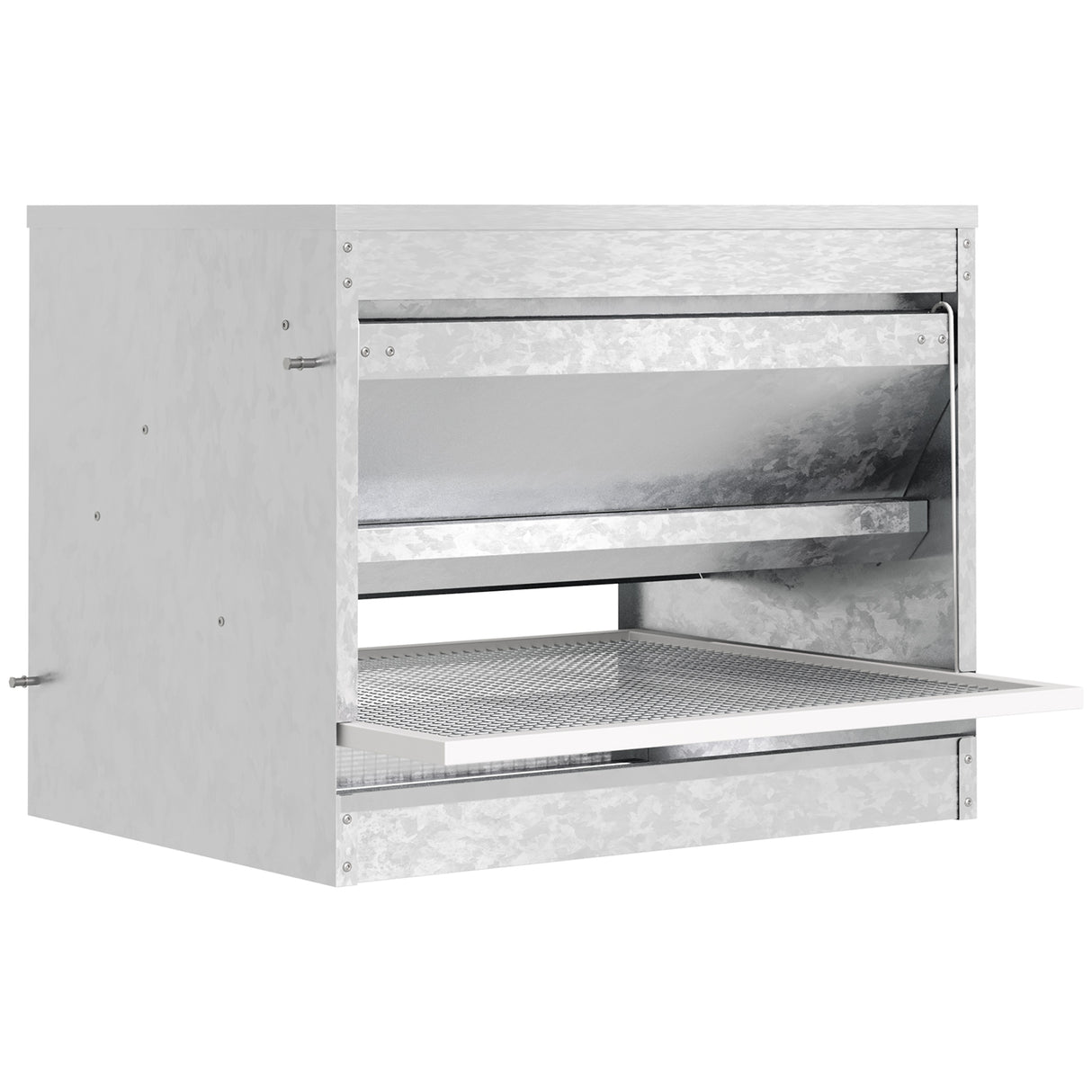 EASYCOMFORT Voederbak voor kippen 22 liter 4 kippen, met deksel en pedaal, 51x38x40,5 cm, zilver