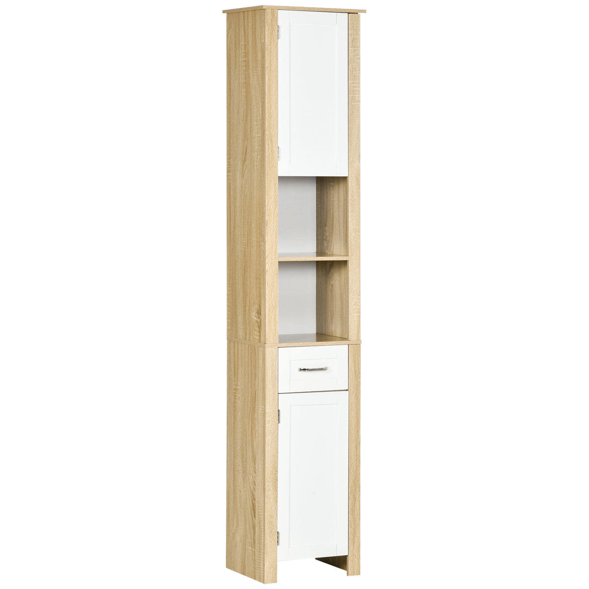 Easycomfort Mobiele Hoge Badkamer met Cassette, 2 Kasten en 2 Verstelbare Open Touwen, 37x30x184 cm