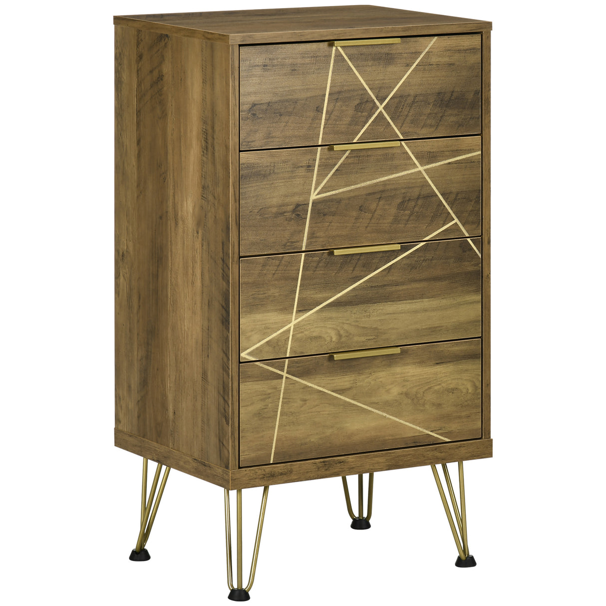 EasyComfort Mobiel 4 Cassetten in Rails en RVS Poten, 48x39x87cm, Hout en Goud