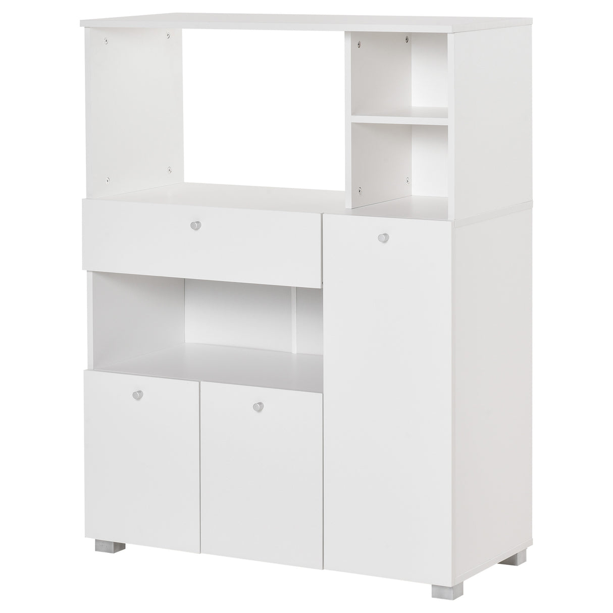 Easycomfort Mobiele Magnetronkeuken met Kledingkast, Mensole en Cassette, Modern Faith in Wood 90x40x120cm Wit