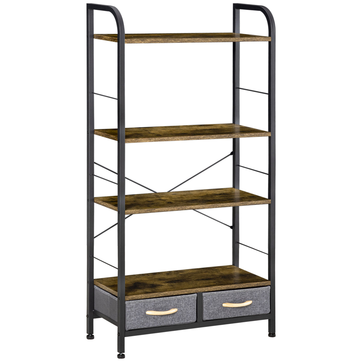 EasyComfort Mobiele bibliotheek met 4 kasten en 2 cassettes in vrachtwagen, staal en stoffen linoleumeffect, 64x27,5x121 cm