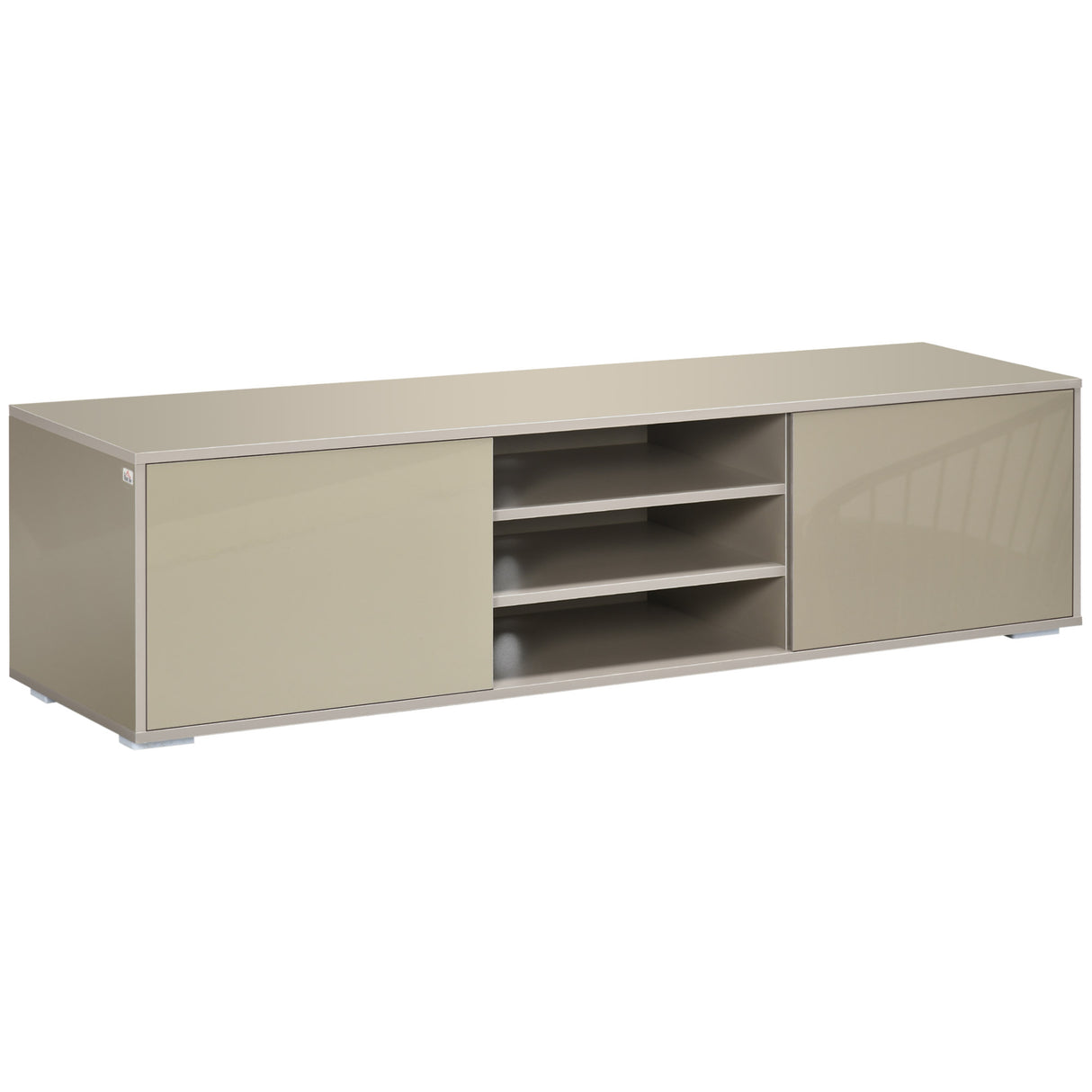 Easycomfort Mobiele TV Laag voor TV 70&quot max in MDF Grijs met 3 Open Ribben en 2 Kasten, 160x39x41,2 cm