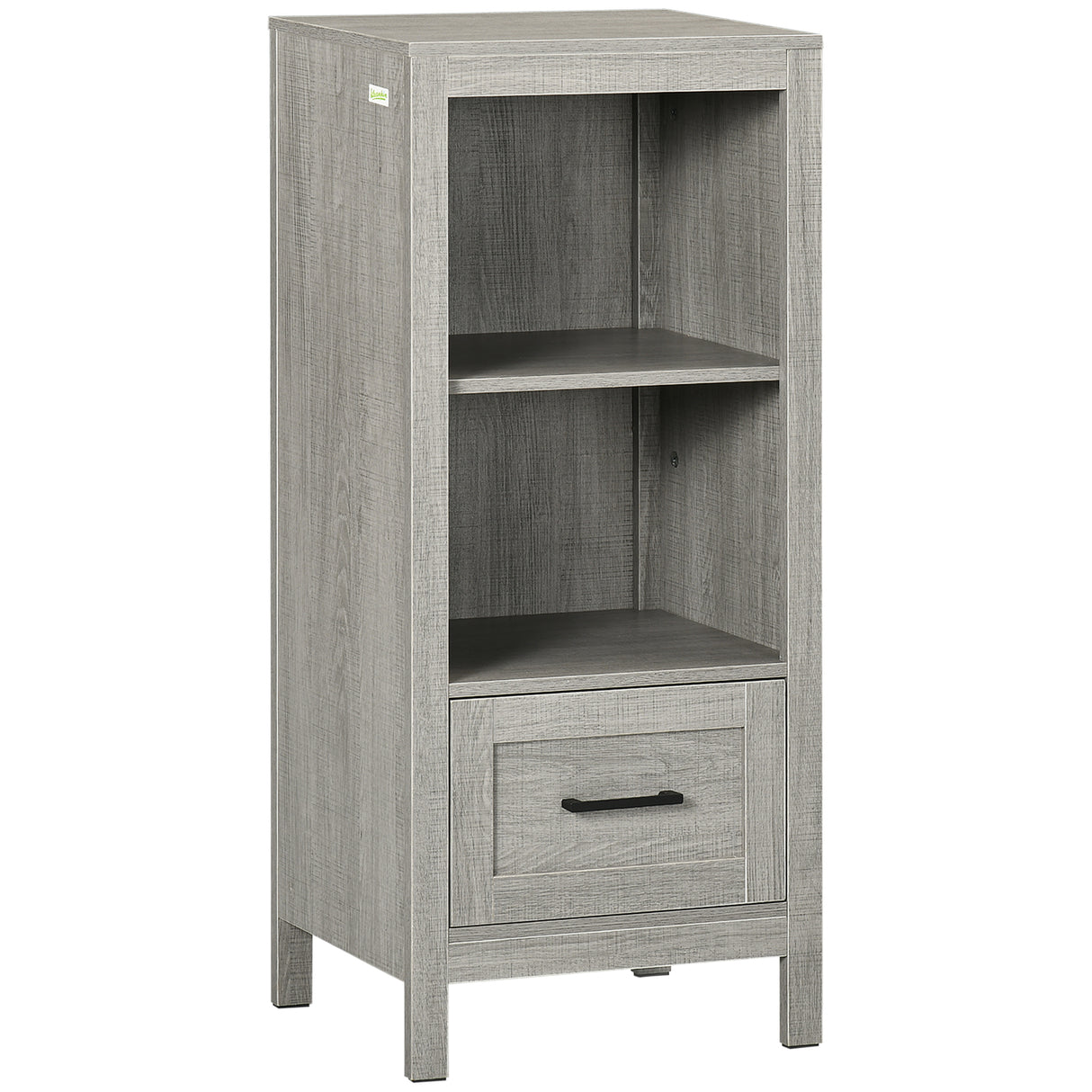 Easycomfort Meubels Badkamer Ruimtebesparend met Ribben en Houten Cassette, 40x30x89cm, Grijs