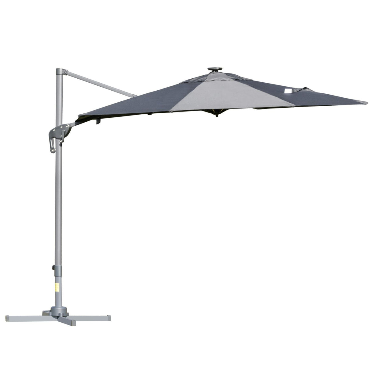 EASYCOMFORT Buitenparasol met LED-verlichting en verstelbare hoek, Ø3x2,5A m, grijs