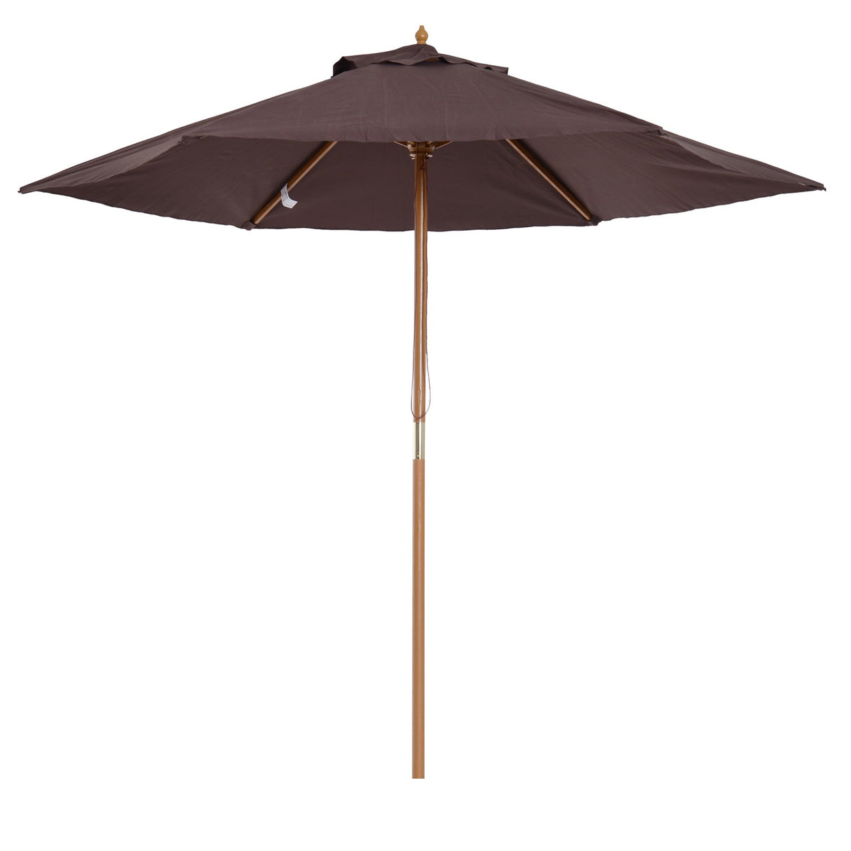 EASYCOMFORT Tuinparasol 2,5x2,3 m 6 Baleinen met Kruk, van Hout en Polyester, Bruin