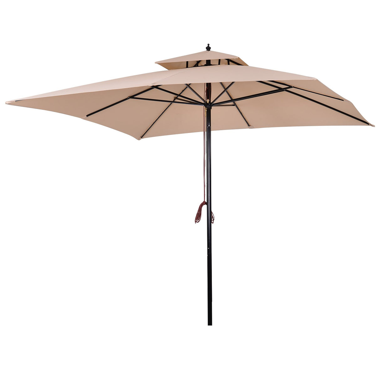 EASYCOMFORT Tuinparasol 300x300cm met dubbel dak van polyester, stok en metalen baleinen, beige en zwart
