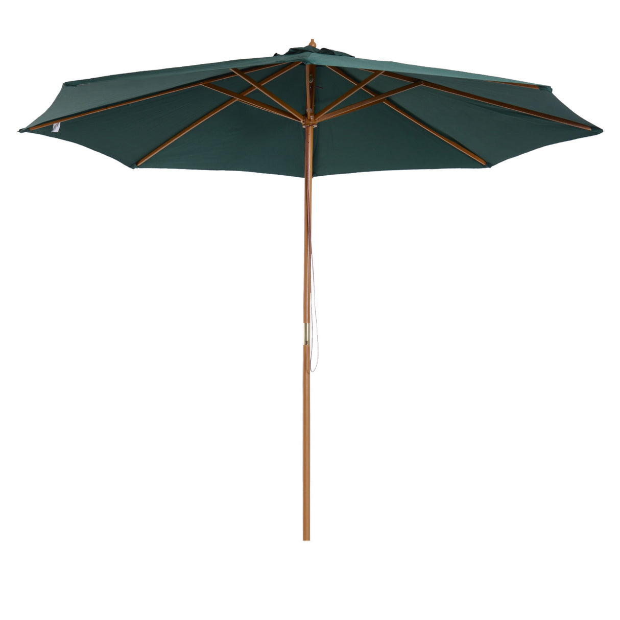 EASYCOMFORT Tuinparasol 3x2,5 m met koordopening, 8 baleinen, van hout en donkergroen polyester