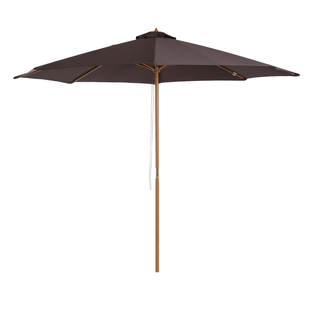 EASYCOMFORT Tuinparasol 3x2,5 m met houten paal en 8 baleinen, Buitenparasol van polyester, Koffie