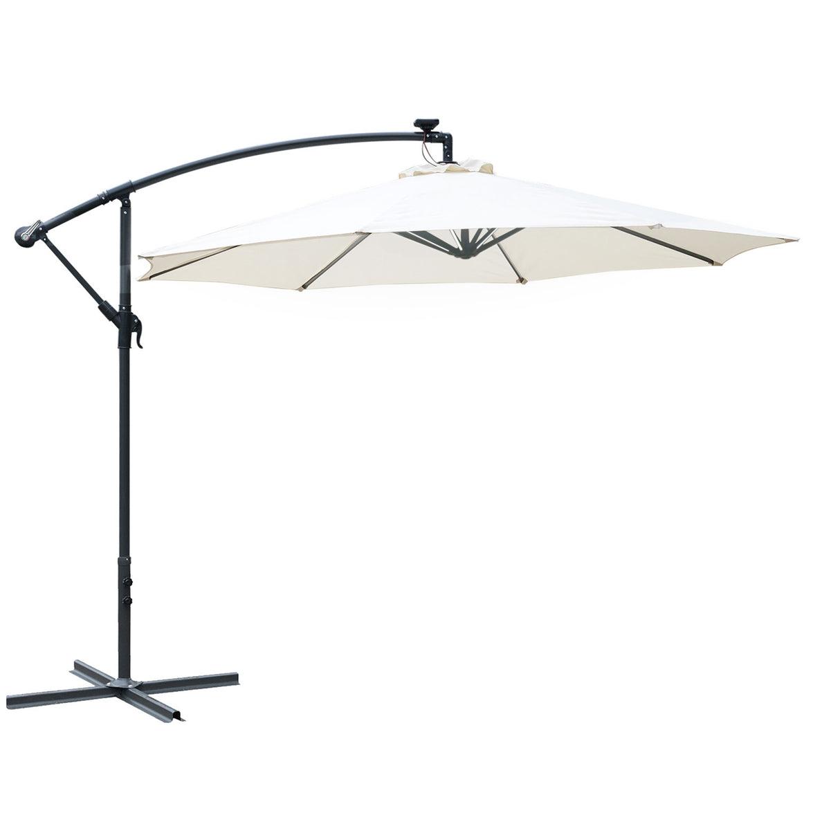 Easycomfort Tuinparasol 3x2,5 m met handleiding en 8 zonne-energie LED-strips, crème