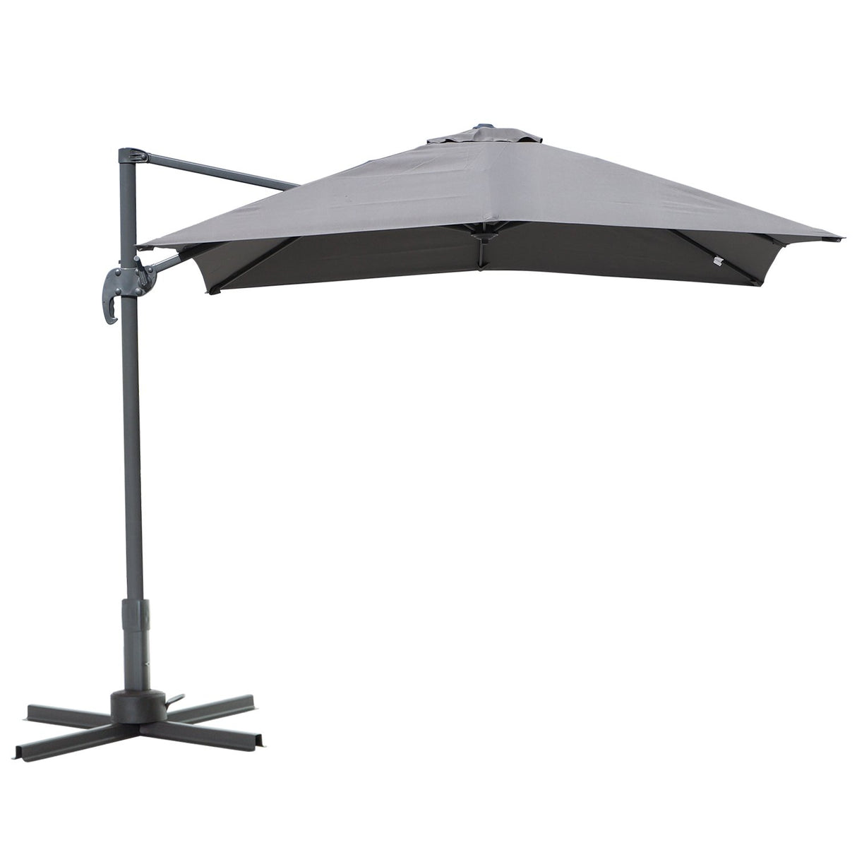 EASYCOMFORT Tuinparasol Slinger 250x250cm met 360° Rotatie, Verstelbare Parasol op 5 Niveaus, Grijs
