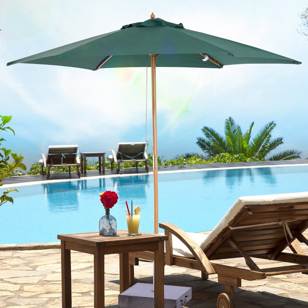 EASYCOMFORT Tuin- en Terrasparasol van Polyesterhout 2,5x2,3m Groen