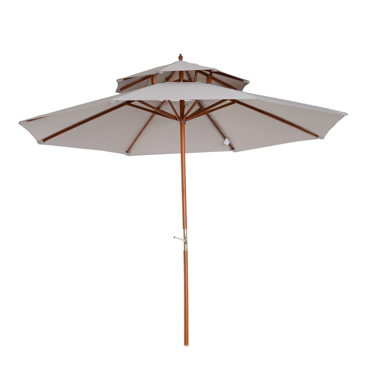 EASYCOMFORT Houten Tuinparasol met Grijze Winddichte Schoorsteen Ø 265 x 264 cm