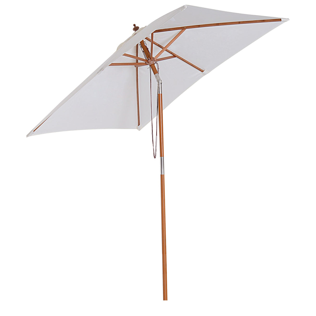 EASYCOMFORT Kantelbare parasol 2x1,5m met 6 baleinen met dennenhouten paal en touw, beige