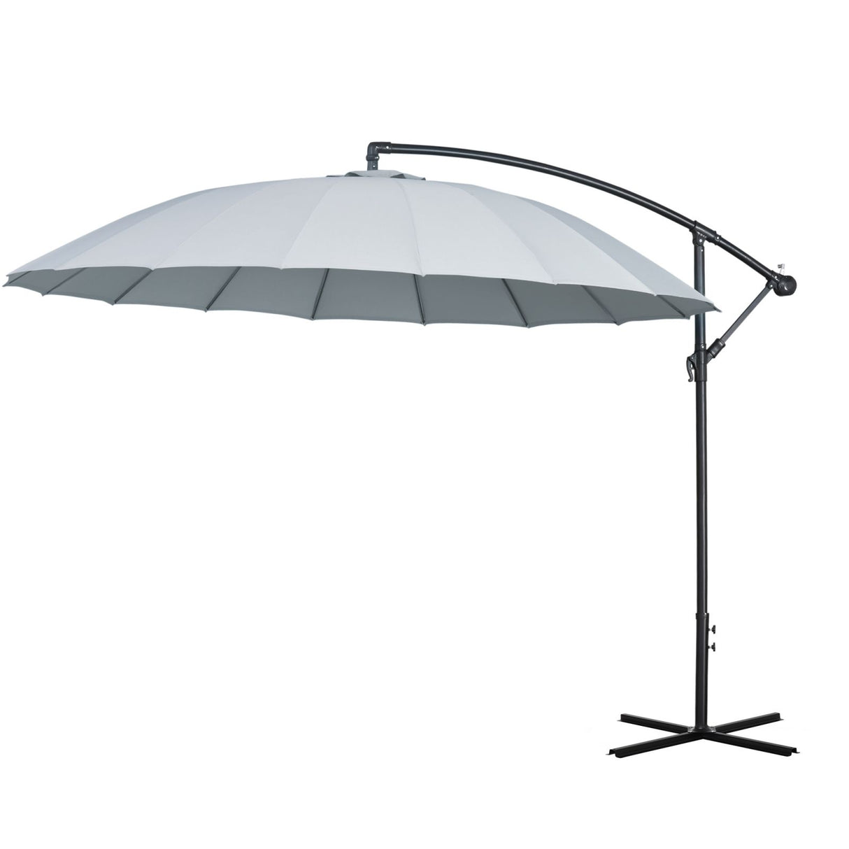 EASYCOMFORT Decentrale parasol 3x2,6m 18 baleinen met kruisvoet, grijs