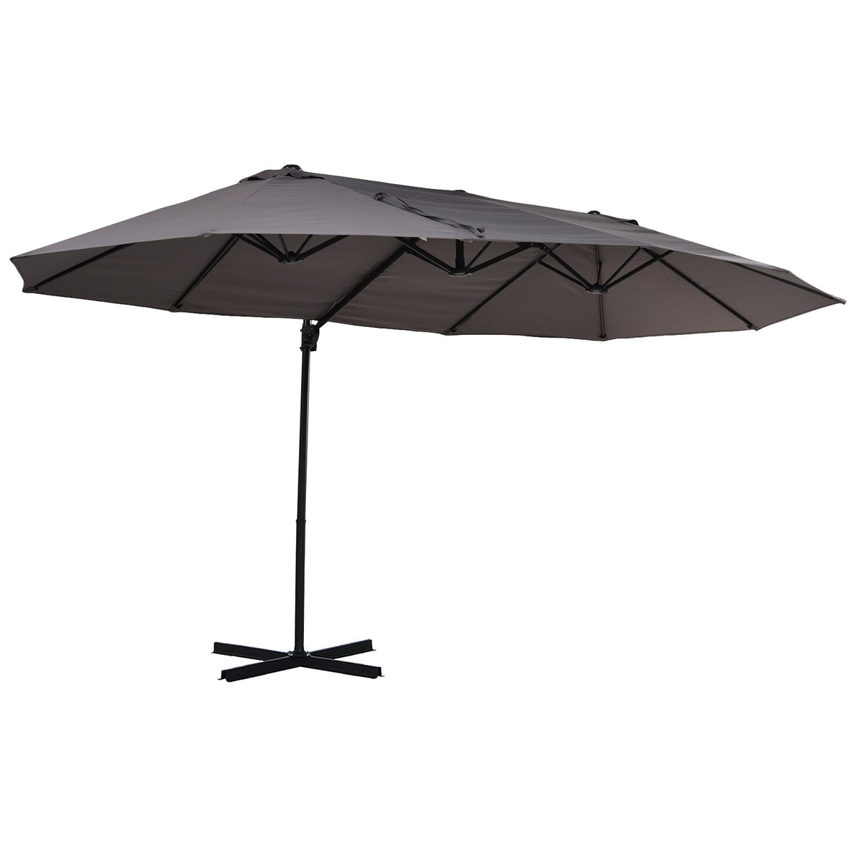 EASYCOMFORT Dubbele tuinparasol van metaal en waterdicht anti-uv-polyester, 440x270x250cm, grijs