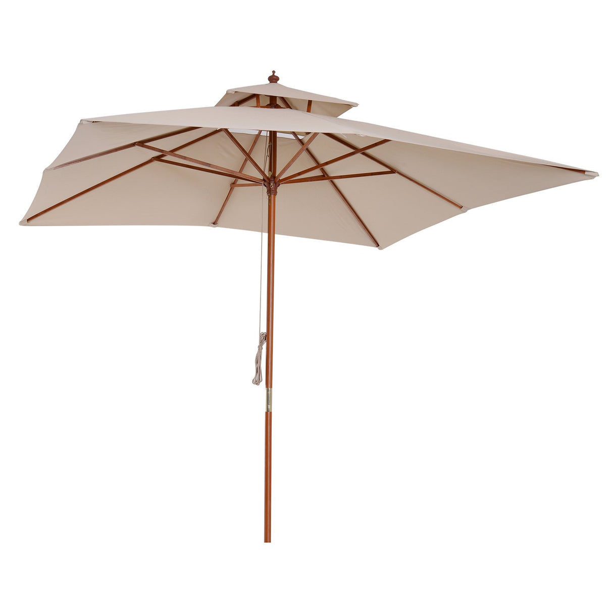 EASYCOMFORT Dubbel Dak Tuinparasol 3x3m Bamboe Crème