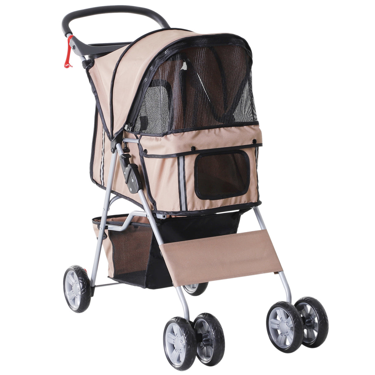 EASYCOMFORT Opvouwbare Hondenbuggy, Huisdierentrolley, Koffie, 75x45x97cm