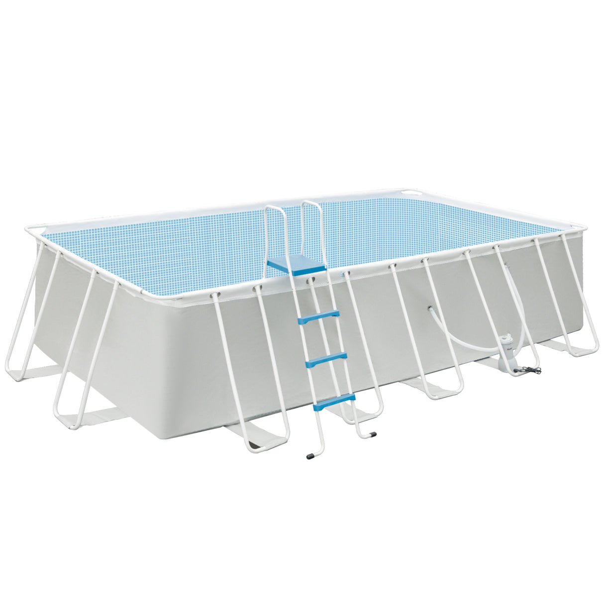 EASYCOMFORT Bovengronds zwembad van staal en versterkt PVC met filter, 580x310x122cm, lichtgrijs
