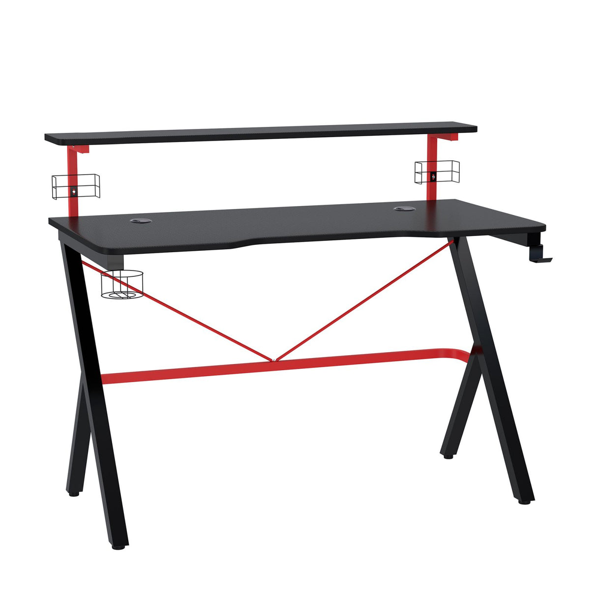 Easycomfort Gaming Desk met Ripiano Monitor, PC Desk met zwarte en rode handtassen en draagbaar, 120x60x97cm