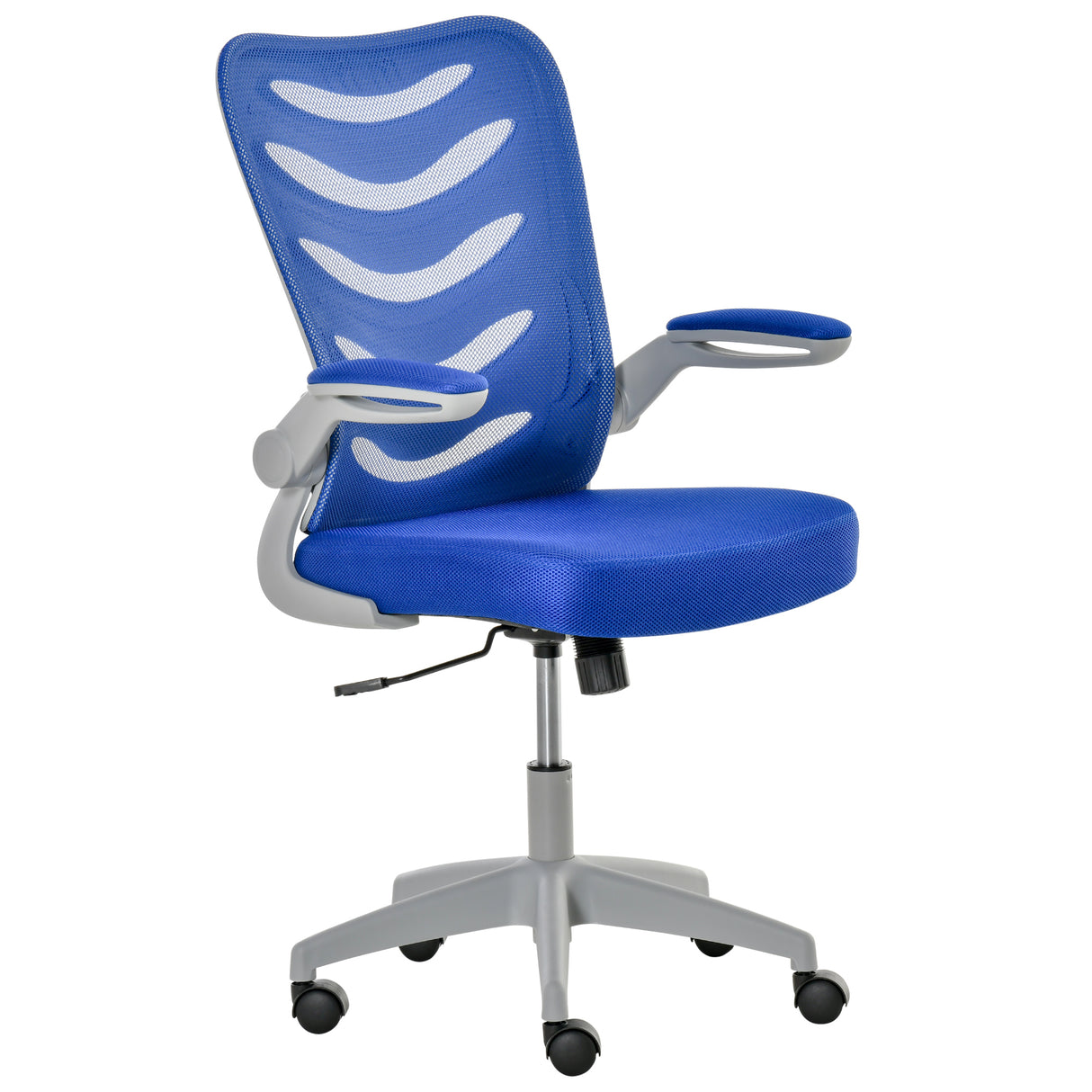 Easycomfort Ergonomische bureaustoel, rolstoel, verstelbare hoogte en liftarmbanden, 58,5 x 58 x 94,5-103,5 cm, blauw