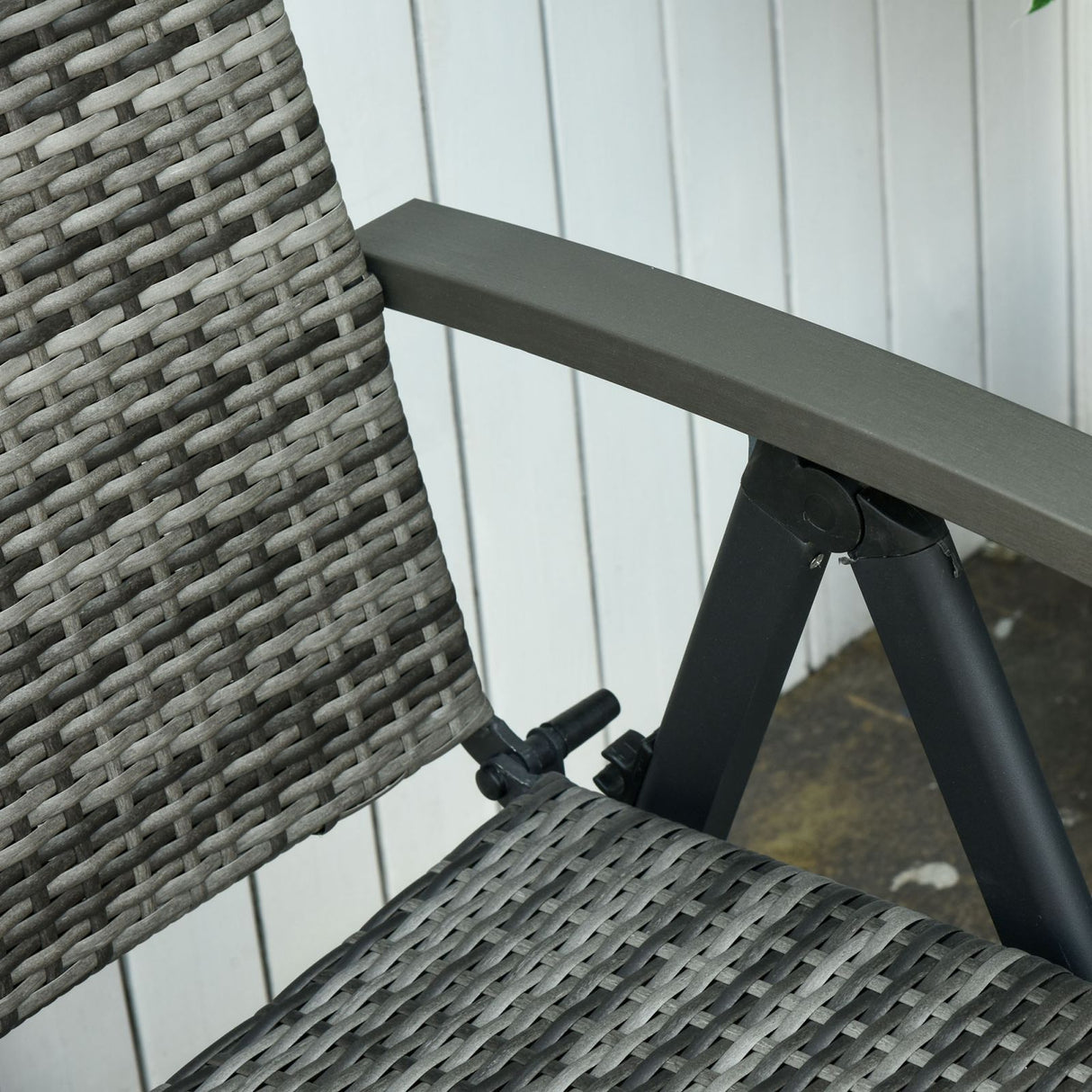 EASYCOMFORT Opvouwbare tuinstoel van PE-rotan met armleuningen en verstelbare rugleuning, grijs