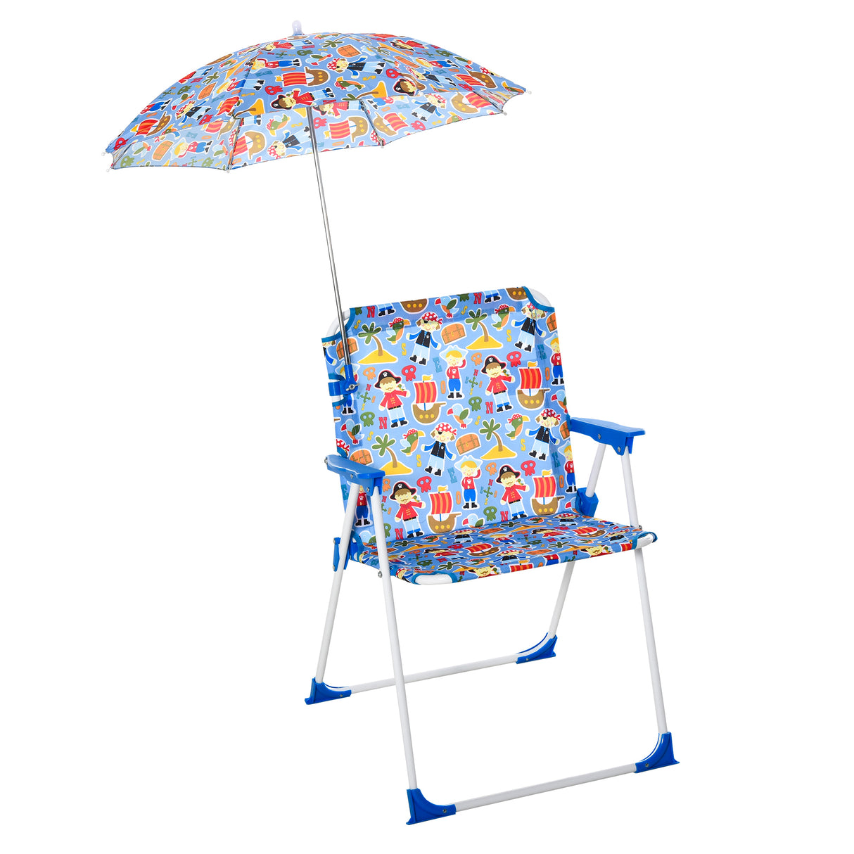 EASYCOMFORT Opvouwbare stoel voor kinderen met parasol voor tuin, strand, kamperen, 44,5 x 43 x 64,5 cm