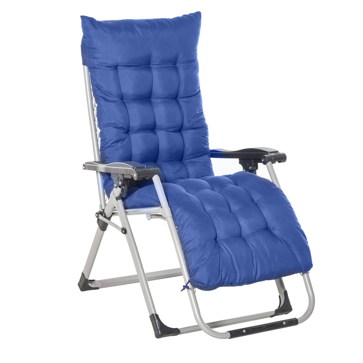 EASYCOMFORT Opvouwbare tuinligstoel met verstelbare rugleuning, blauw
