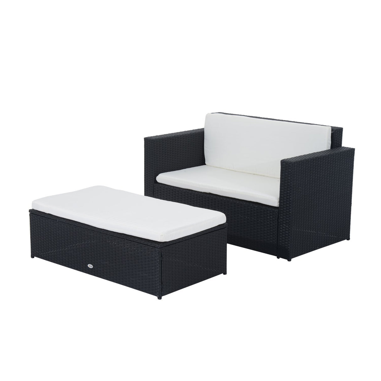 EASYCOMFORT Tuinmeubelset met voetenbank, buitenlounge met PE-rotan kussens