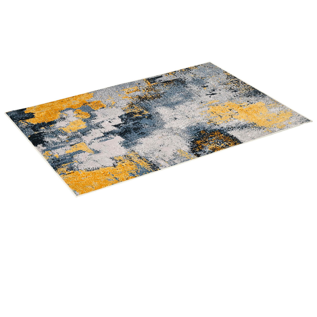 EasyComfort Modern Korthaar Tapijt in Polyester voor Binnen, 200x140cm, Wit Geel Grijs