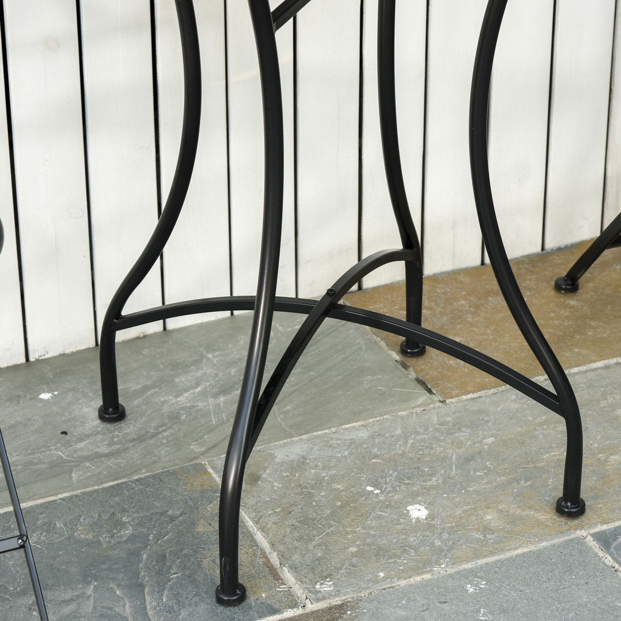 EASYCOMFORT Tuinsalontafel van metaal en keramiek, buitentafel voor terras of balkon, 60x71cm, zwart