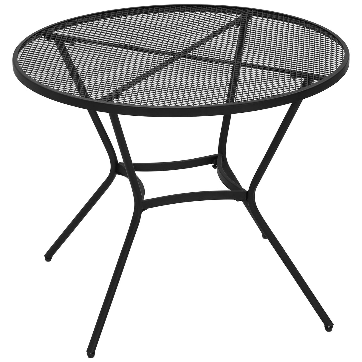 EASYCOMFORT Ronde metalen tuintafel met gaasblad, ?91x71,5cm, zwart