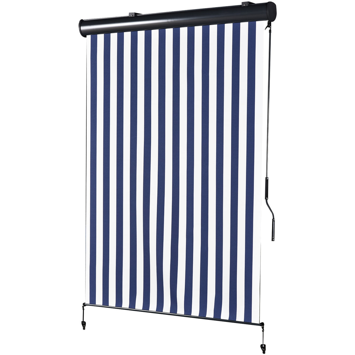 EASYCOMFORT Waterdicht Rolgordijn met Zwengelbediening Wit en Blauw 140 x 200 cm