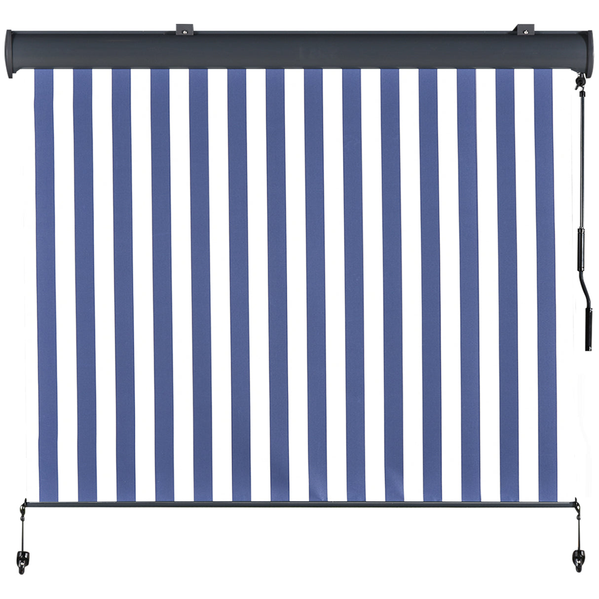 EASYCOMFORT Waterdicht Rolgordijn met Zwengelbediening Wit en Blauw 250 x 200 cm