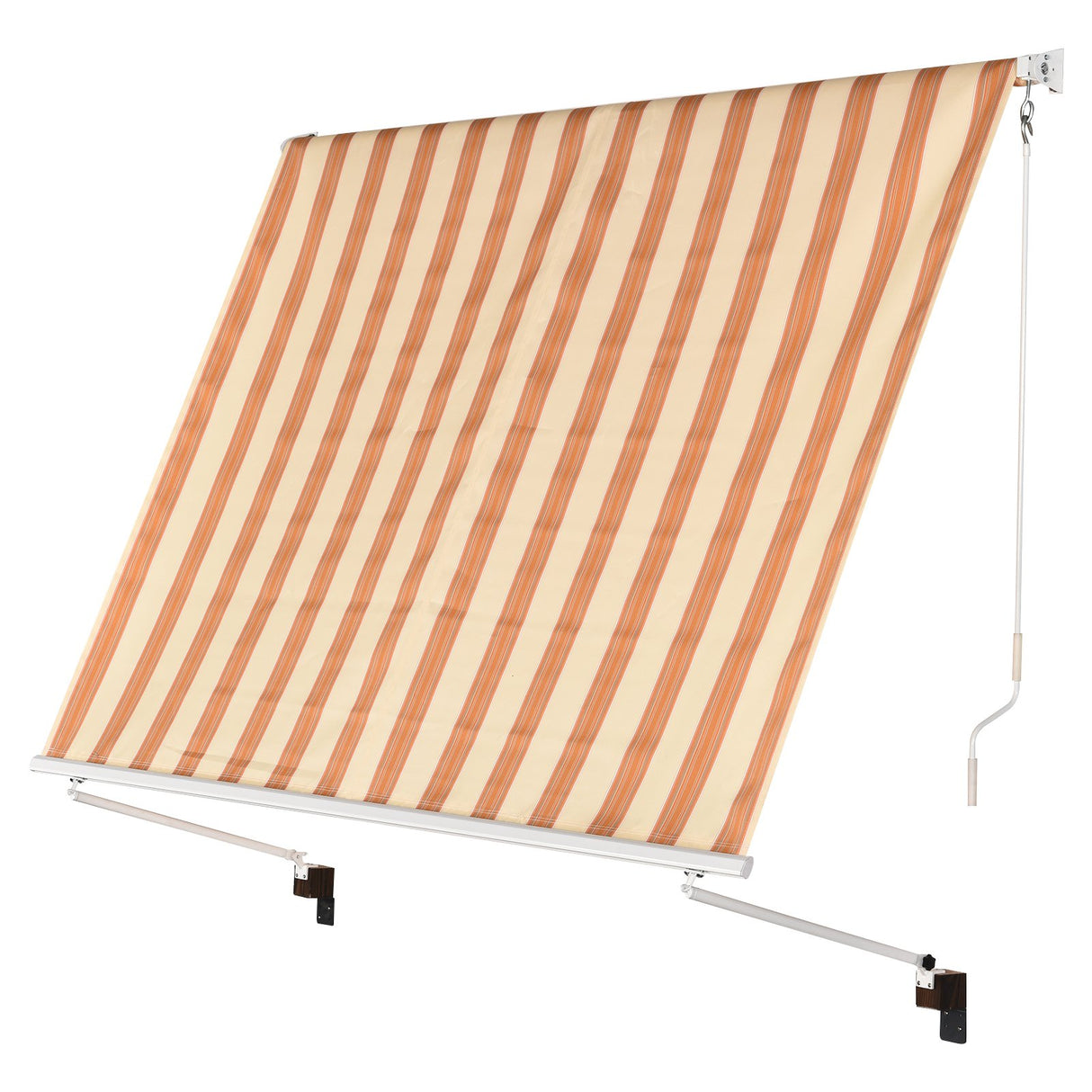 EASYCOMFORT Rolzonnescherm 2 Verstelbare Armen met Witte en Oranje Strepen 300 x 245 cm