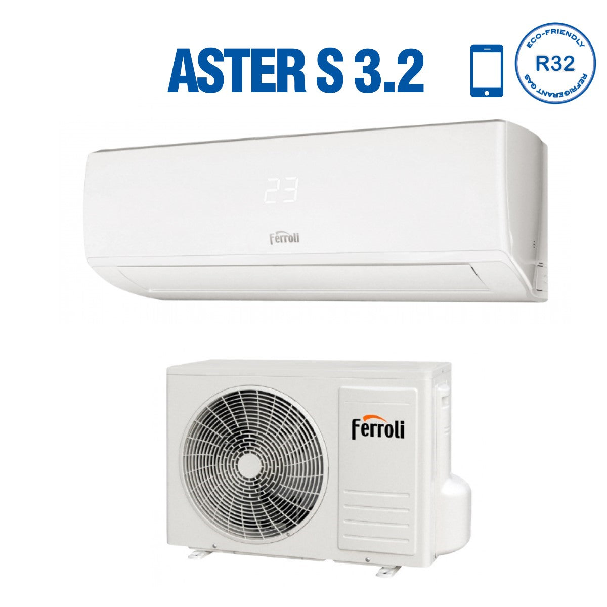 Ferroli Inverter Airconditioner ASTER S 3.2 serie 22000 Btu R-32 Geïntegreerde Wi-Fi