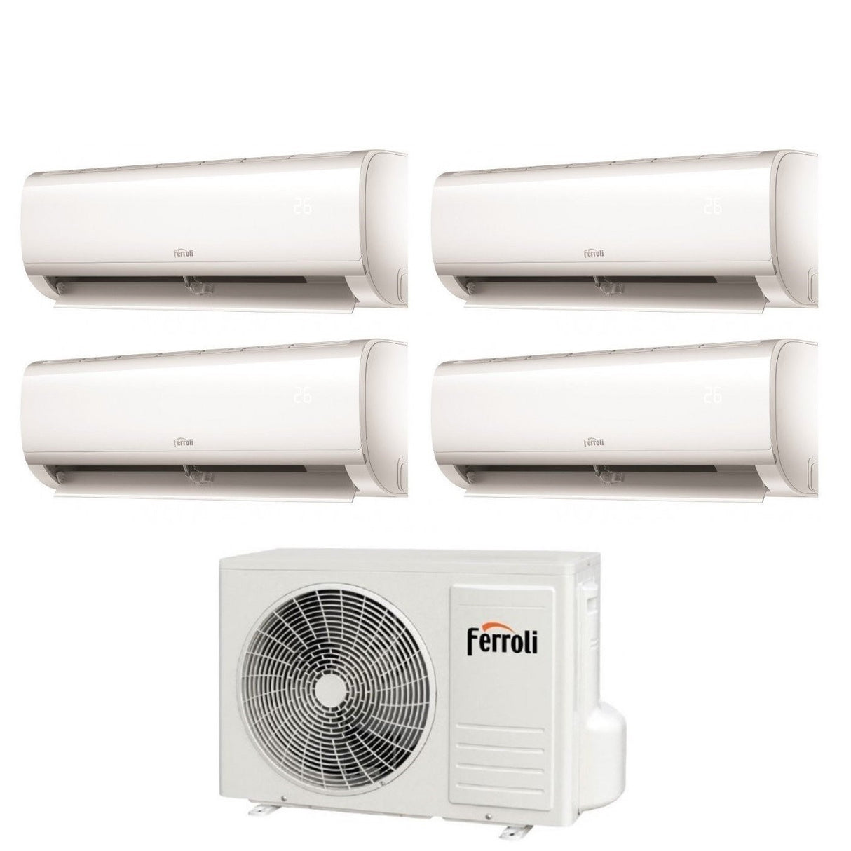 Ferroli Quadri Split Inverter Airconditioner AMBRA M Serie 7+7+9+9 met 28-4 R-32 Geïntegreerde Wi-Fi 7000+7000+9000 - Nieuw