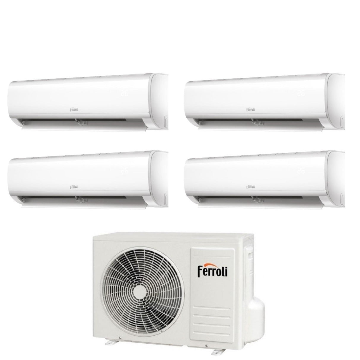 Ferroli Quadri Split Inverter Airconditioner DIAMANT PLUS Serie M 7+7+7+7+18 met 28-4 R-32 Geïntegreerde Wi-Fi 7000+7000+18000 - Nieuw