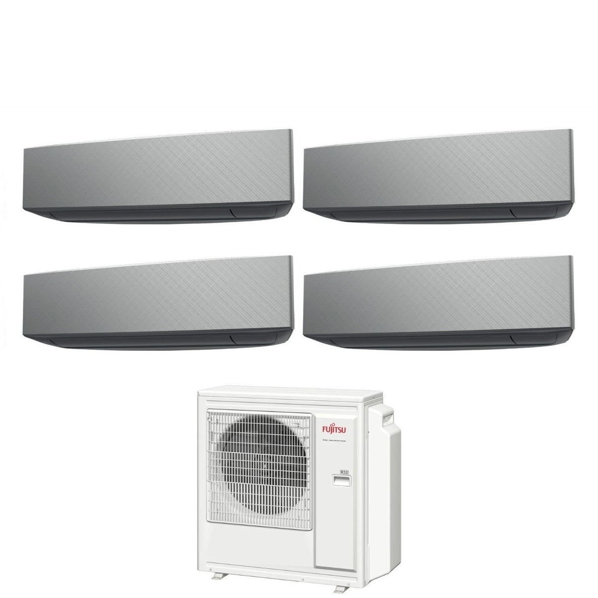 Airconditioner Fujitsu Quadri Split Inverter Serie KE SILVER 7+9+12+12 met AOYG30KBTA4 R-32 Wi-Fi Optioneel 7000+9000+12000+12000 Kleur Zilver