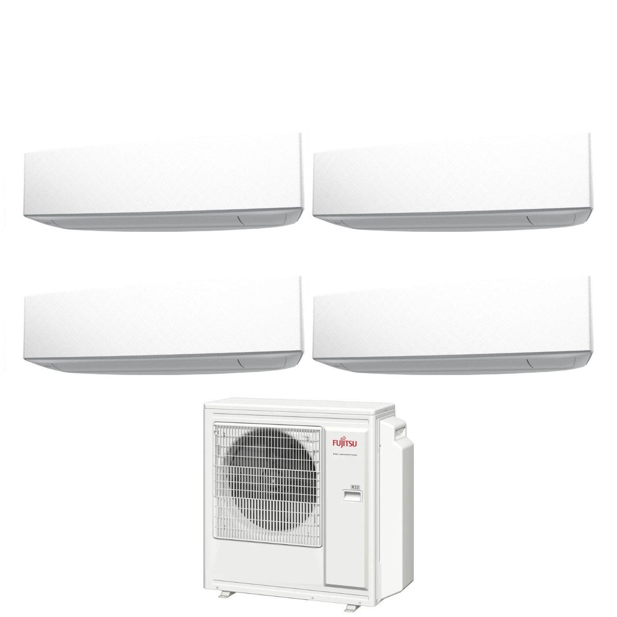 Fujitsu Quadri Split Inverter Airconditioner KE WHITE serie 7+9+12+12 met AOYG30KBTA4 R-32 Geïntegreerde Wi-Fi 7000+9000+12000+12000 Witte kleur