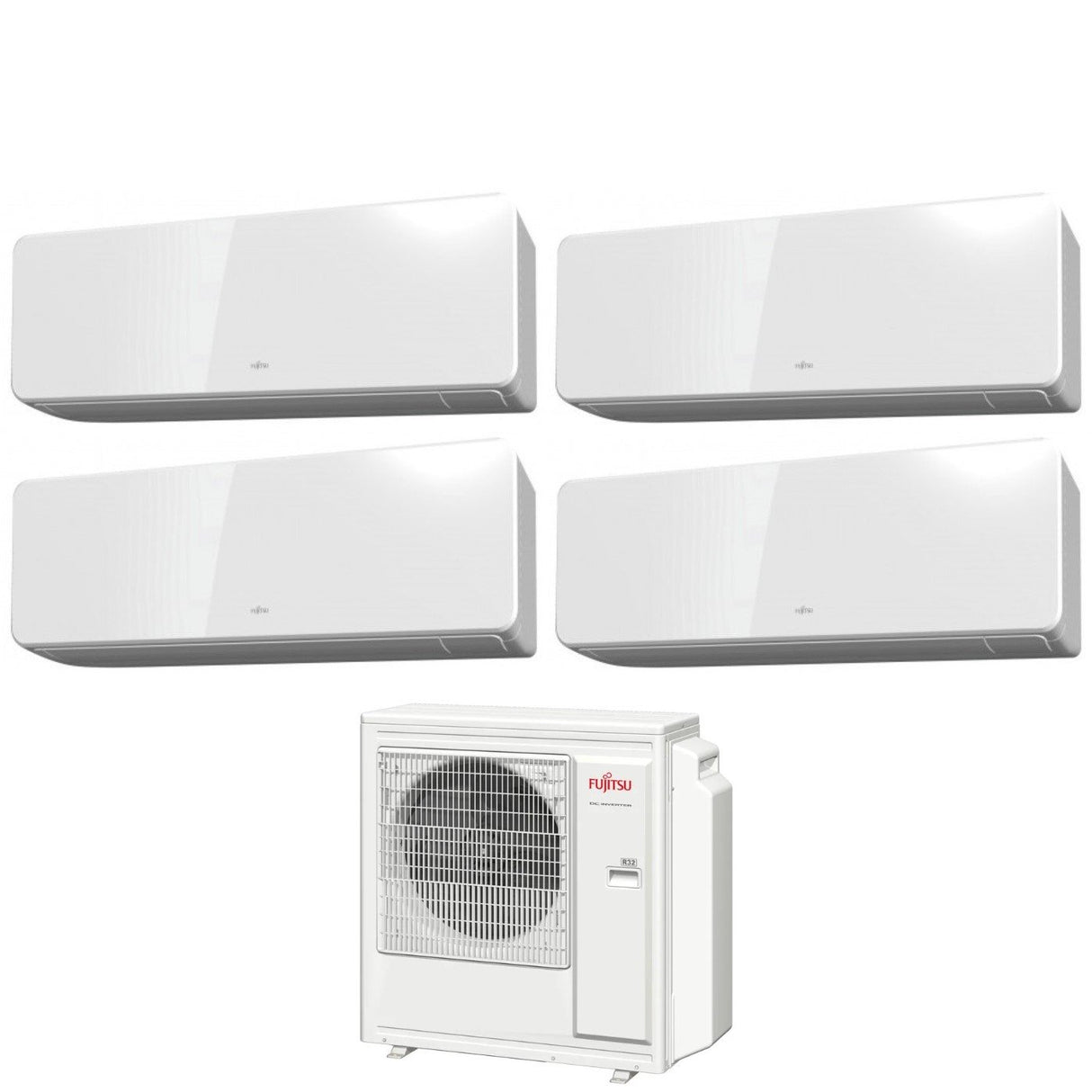 Airconditioner Fujitsu Square Split Inverter Serie KG 7+7+7+7 met AOYG30KBTA4 R-32 Wi-Fi Geïntegreerd 7000+7000+7000+7000