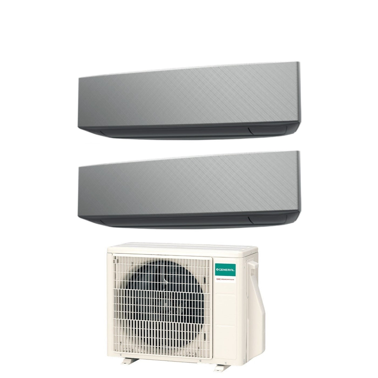 Algemene Fujitsu Dual Split Inverter Airconditioning KETA SILVER 7+9 serie met AOHG18KBTA2 R-32 Wi-Fi Optioneel 7000+9000 Zilveren Kleur - Nieuw