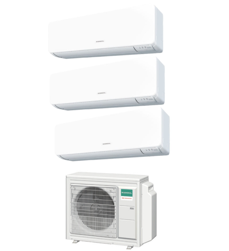 Algemene Fujitsu Trial Split Inverter Airconditioning KMTB / KMCC 9+9+9 btu met AOHG24KBTA3 R-32 9000+9000+9000 - Nieuw