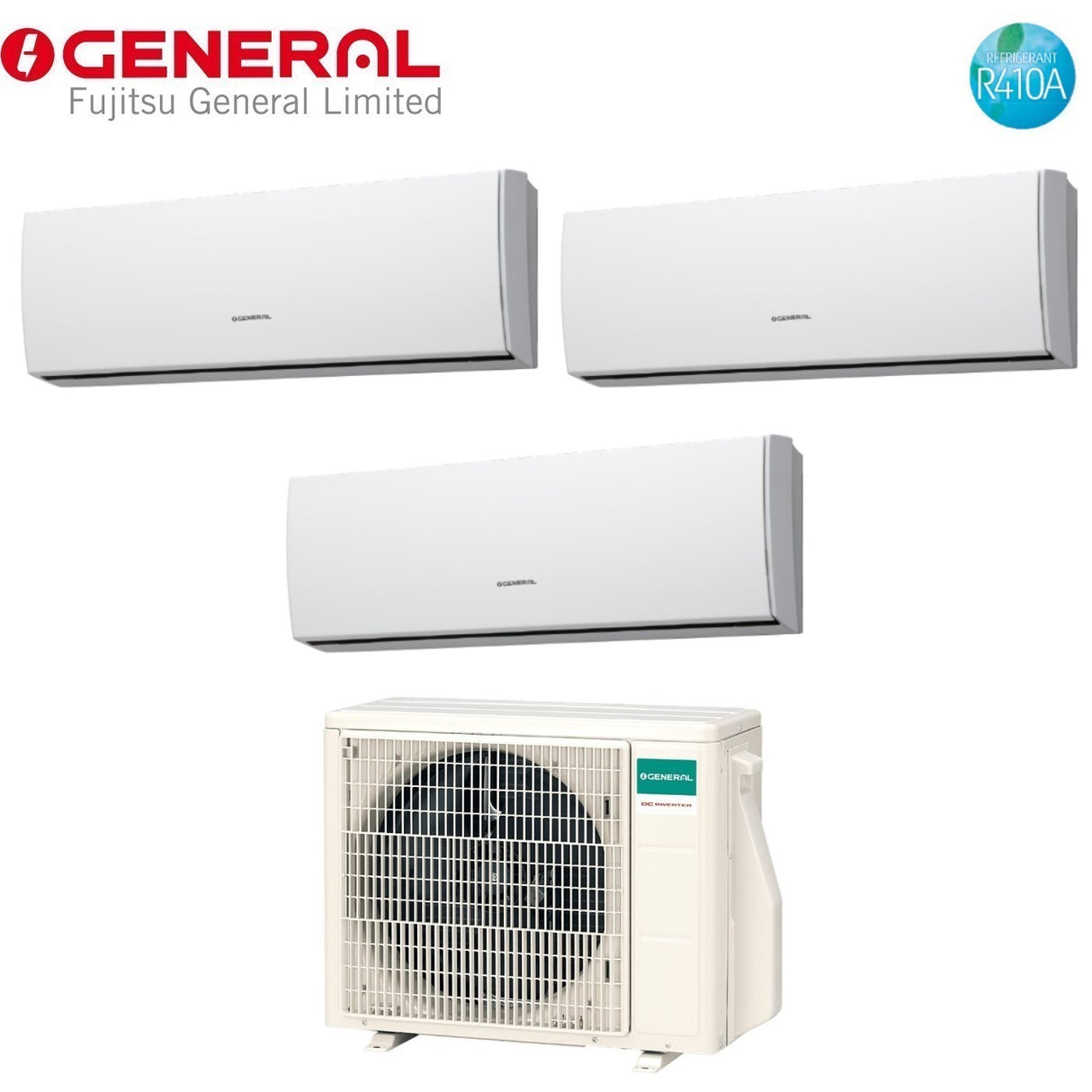 Algemene Fujitsu Trial Split Inverter Airconditioning LUCA-serie 9+9+12 met AOHG24LAT3 R-410 9000+9000+12000