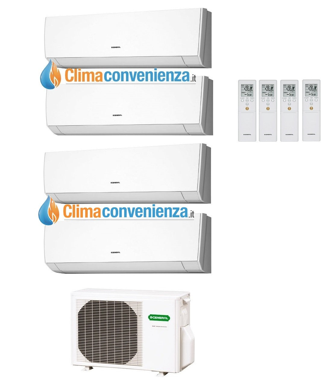 Fujitsu General Split Inverter Airconditioner LM-serie 9000+9000+9000+14000 met AOHG30LAT4 9+9+9+14 LMCA