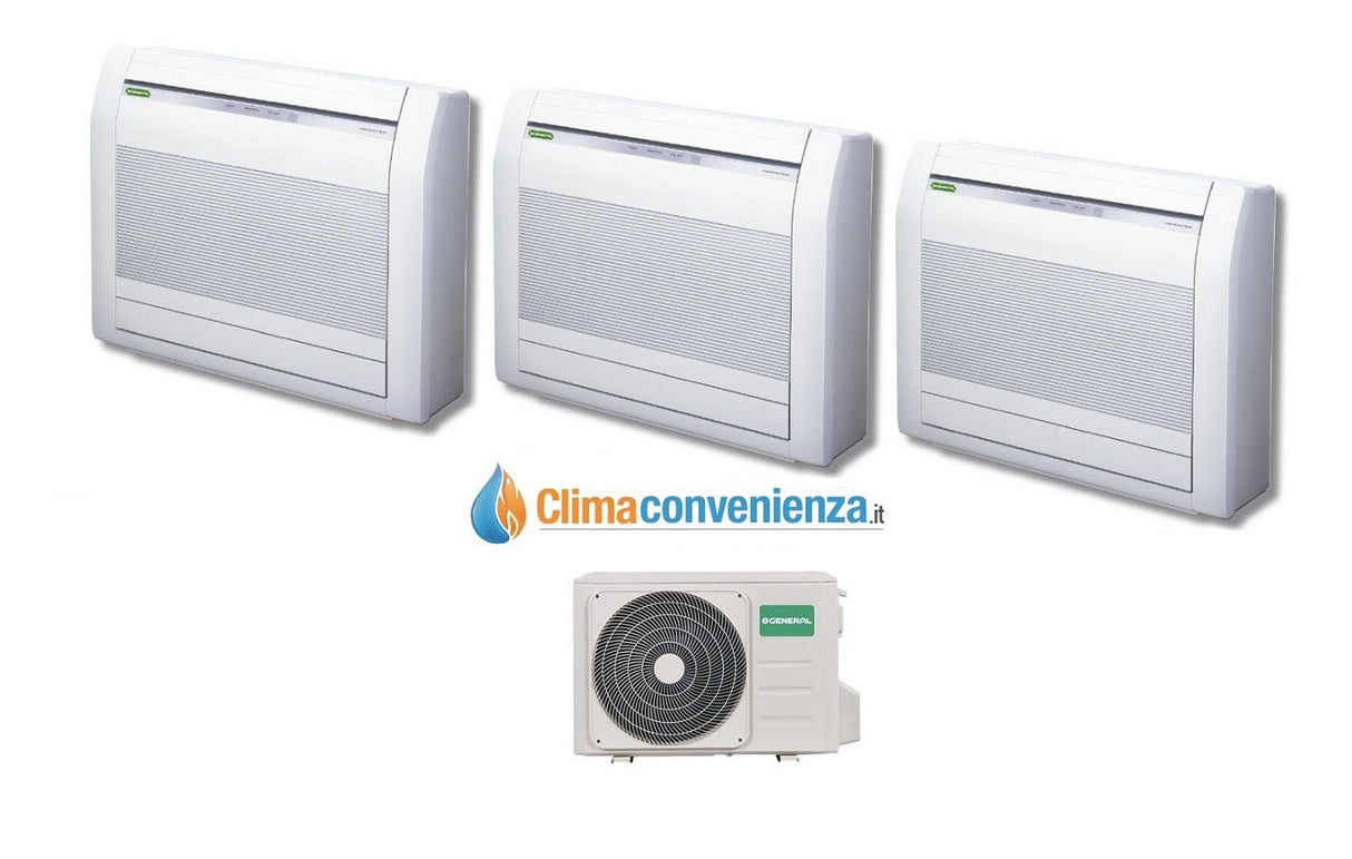 Proef Split Inverter Vloer Airconditioner Fujitsu General LVCA Serie 9000+9000+12000 met AOHG24LAT3 9+9+12 btu