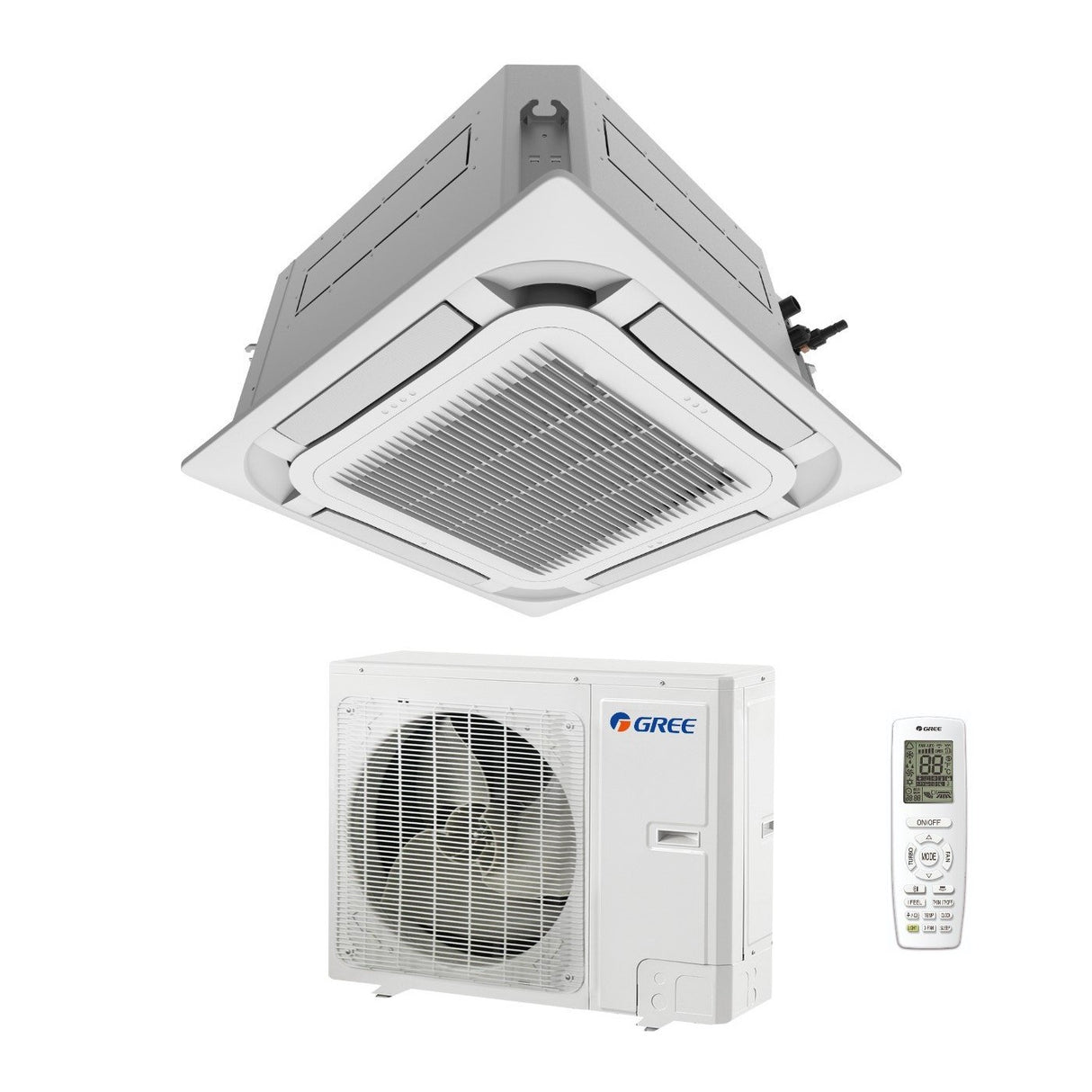 Gree 8-weg cassette airconditioner 36000 Btu GUD100T/AT R-32 Wi-Fi Optioneel Enkelfase met afstandsbediening en paneel inbegrepen - Nieuw