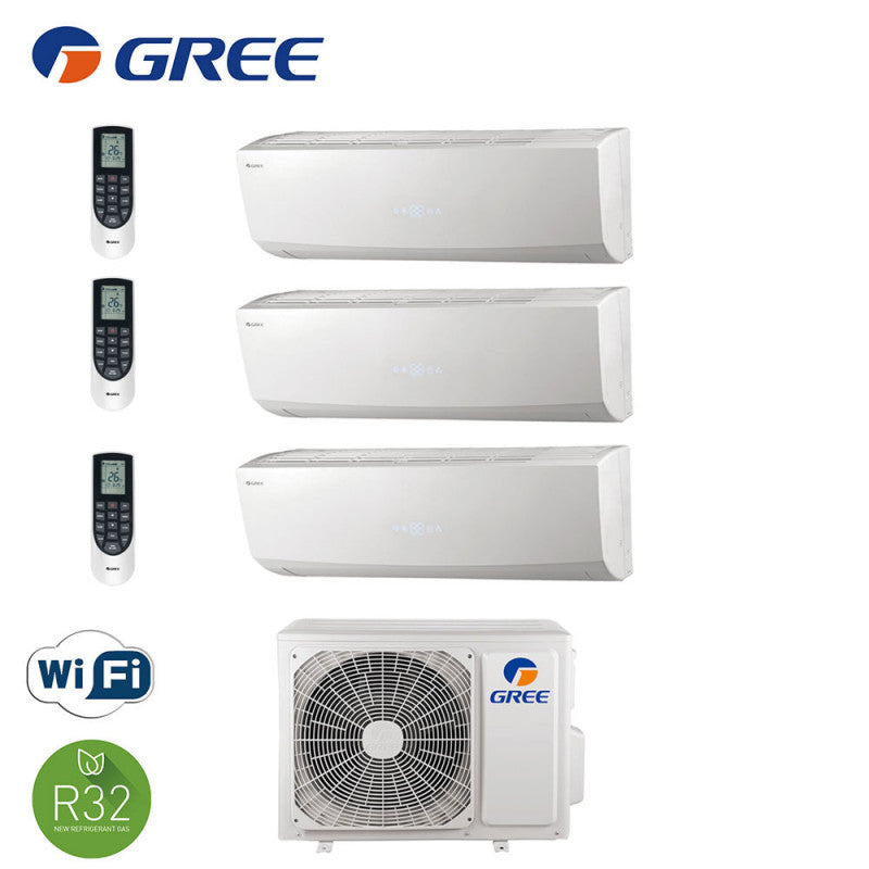GREE TRIAL SPLIT INVERTER AIRCONDITIONER LOMO 9+9+12 serie met GWHD24NK6LO Wi-Fi R-32